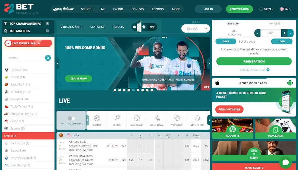 22Bet Kenya Casino and Sportsbook Screenshot